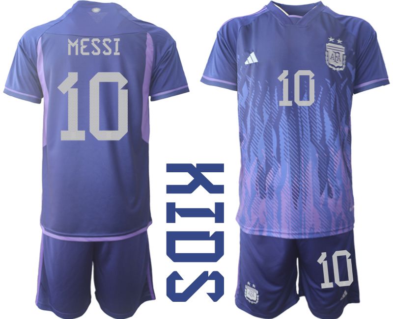 Youth 2022 World Cup National Team Argentina away purple #10 Soccer Jersey->customized soccer jersey->Custom Jersey